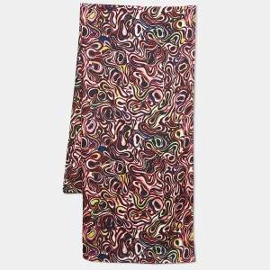 Balenciaga Multicolor Abstract Prink Silk Square Scarf 
