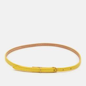 Balenciaga Yellow Leather Slim Buckle Belt 70 CM