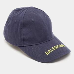 Balenciaga Blue Logo Embroidered Cotton Baseball Cap L