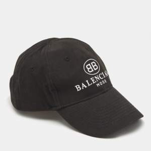 Balenciaga Black Logo Embroidered Cotton Baseball Cap L
