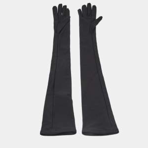 Balenciaga Black Jersey Opera Finger Gloves M