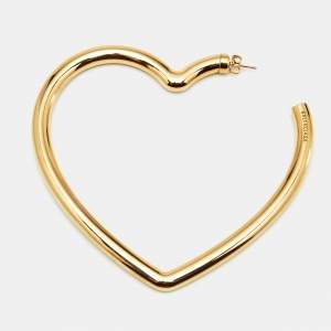 Pre Owned Balenciaga Heart Gold Tone Single Hoop Earring