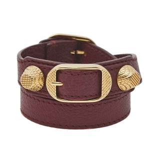 مملوكة مسبقًا Balenciaga Arena Giant Burgundy Leather Triple Tour Bracelet S