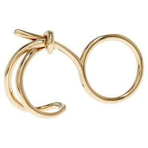 مملوكة مسبقًا Balenciaga Asymmetric Bow Gold Tone Double Ring