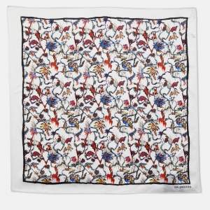 Balenciaga White Florabotanica Print Silk Square Scarf