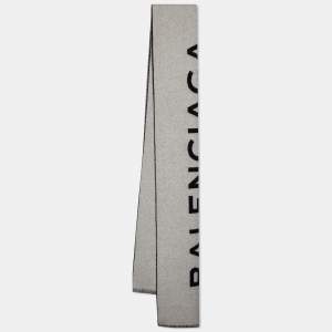 Balenciaga Bicolor Jacquard Logo Cashmere Scarf