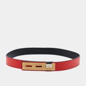 Balenciaga Orange/Black Leather Buckle Belt 80CM