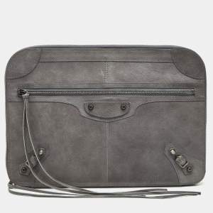 Balenciaga Ardoise Leather Arena Hardware Laptop Case