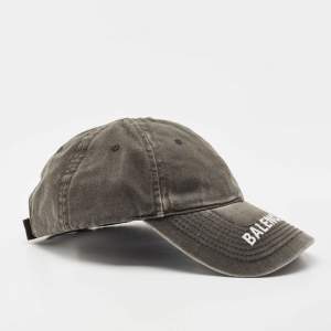 Balenciaga Grey Embroidered Logo Cotton Classic Baseball Cap 