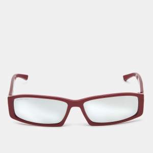 Balenciaga Red Mirror Rectangular Sunglasses