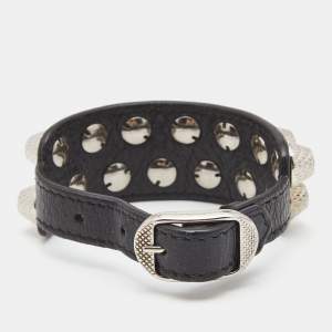 Balenciaga Black Arena Giant All Stud Two Row Wrap Bracelet