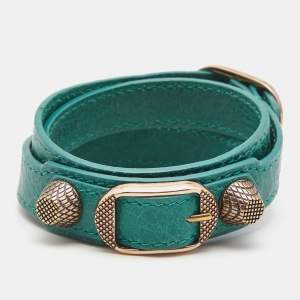 Balenciaga Arena Giant Green Leather Triple Tour Wrap Bracelet M