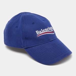 Balenciaga Blue Logo Embroidered Cotton Baseball Cap M