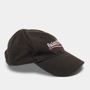 Balenciaga Black Logo Embroidered Cotton Baseball Cap L