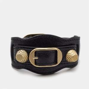 Balenciaga Arena Giant Leather Gold Tone Bracelet
