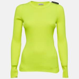   Balenciaga Fluorescent Green Rib Knit Sweater M
