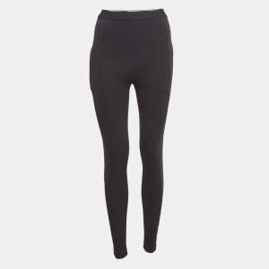 Balenciaga Black Knit Logo Detail Waist Leggings S