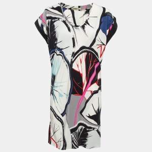 Balenciaga Multicolor Crepe Kimono Mini Dress M