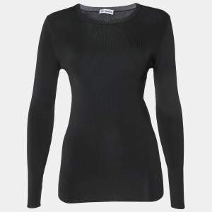 Balenciaga Black Jersey Logo Detail Crew Neck Sweater L