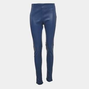 Balenciaga Blue Genuine Leather Skinny Fit Pants L 