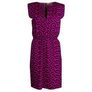 Pre Owned فستان بالنسياغا بلا أكمام خصر مرن زخرفة مغايرة وردي M