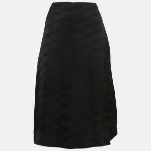 Balenciaga Black Logo Jacquard Crepe Midi Skirt M
