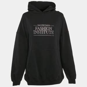 Balenciaga Unisex Black Fashion Institute Embellished Cotton Oversized Hoodie XS