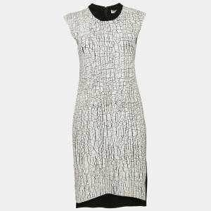 Balenciaga White Paint Coated Wool Knit Sleeveless Short Dress M
