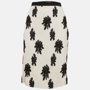 Balenciaga White Textured Silk Blend Knee-Length Skirt M