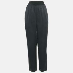 Balenciaga Black Satin Straight Leg Trousers L