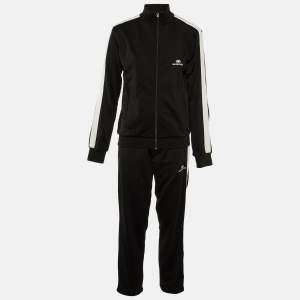 Balenciaga Black Jersey Zip-Up Jacket and Pants Set M