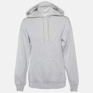 Balenciaga Grey Logo Applique Hooded Sweatshirt S