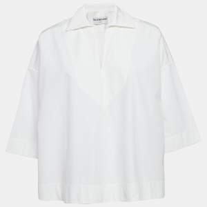 Balenciaga White Cotton Loose Fit Blouse S