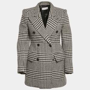 Balenciaga Black/White Houndstooth Wool Hourglass Blazer S