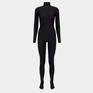 Balenciaga Black Jersey Falkon Full-Body Jumpsuit S Heels Size 39
