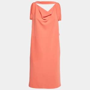 Balenciaga Orange Crepe Sleeveless Midi Dress M