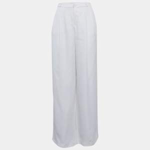 Balenciaga White Silk Straight Fit Trousers M