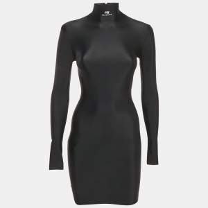 Balenciaga Black Jersey High Neck Bodycon Dress S