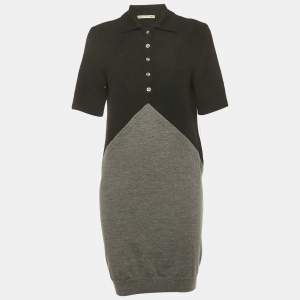 Pre Owned Balenciaga Black/Grey Knit T-Shirt Dress M