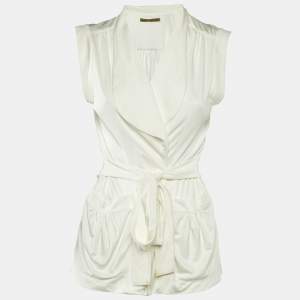 Balenciaga Off-White Jersey Wrap Top M
