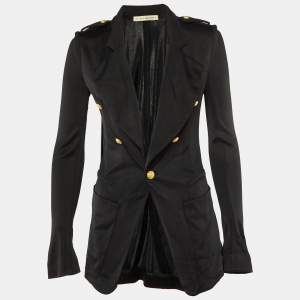 Pre Owned Balenciaga Black Jersey Double Breasted Jacket M