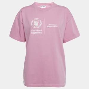 Balenciaga Unisex Pink WFP Print Jersey Crewneck T-Shirt L