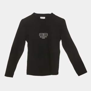 Pre Owned Balenciaga Unisex Black Logo Rhinestone Jersey Fitted T-Shirt M