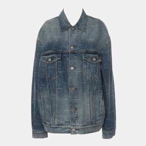 Pre Owned Balenciaga Large Fit Logo Denim Jacket