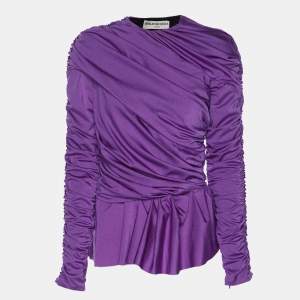 مملوكة مسبقًا Balenciaga Purple Satin Peplum Tops M
