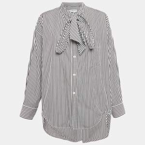 Pre Owned Balenciaga White/Black Striped Cotton Blouse S