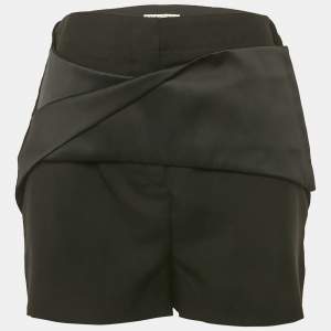 مملوكة مسبقًا Balenciaga Black Wool & Mohair Origami Draped Shorts M