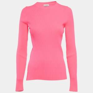 مملوكة مسبقًا سويتر بالنسياقا محبوك مضلع بطباعة الشعار باللون الأسود مقاس متوسط