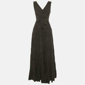 Pre Owned Balenciaga Black Silk Flared Maxi Dress S