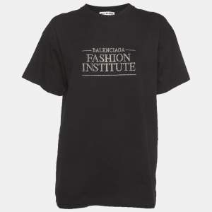 Pre Owned تي شيرت بالنسياغا للرجال والنساء جيرسي أسود معهد الموضة مقاس صغير (سمول)